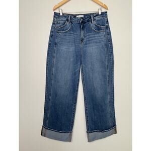12th Tribe Presley Cuffed Straight Leg Denim Jeans Size 32